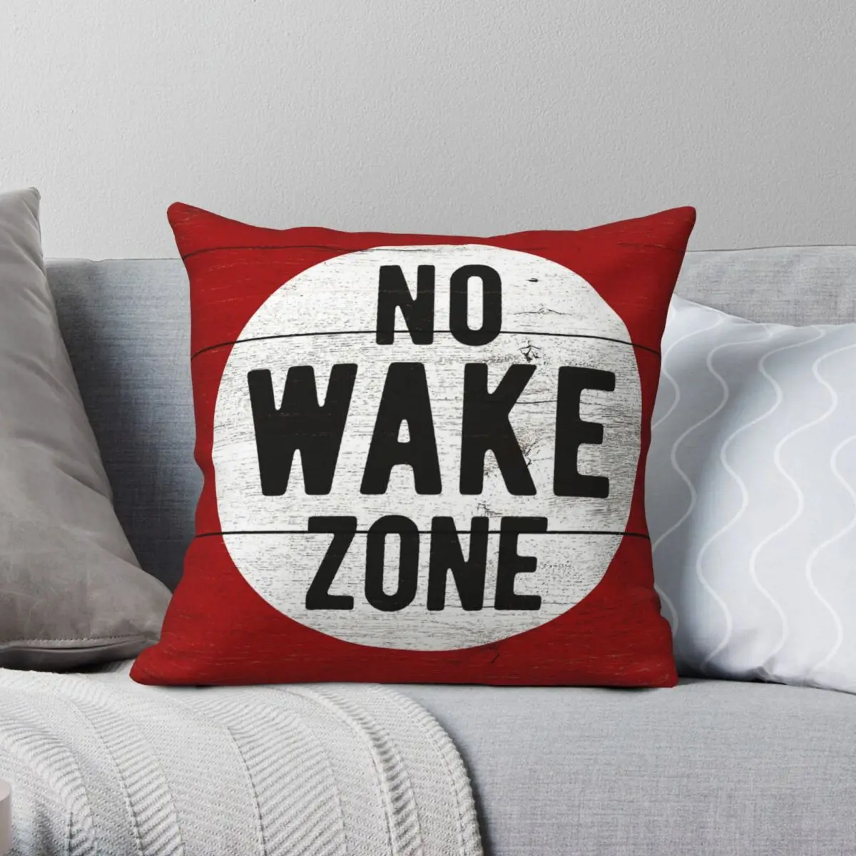 

No Wake Zone Sgin Square Pillowcase Polyester Linen Velvet Printed Zip Decor Pillow Case Bed Cushion Cover
