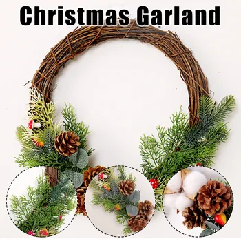 

30cm Christmas Wreath Rattan Garland Christmas Tree Accessory Garland Create Festival atmosphere Drop Ornaments Pendant Hanging