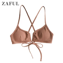 ZAFUL Топ бикини в рубчик с v-образным вырезом крест-накрест