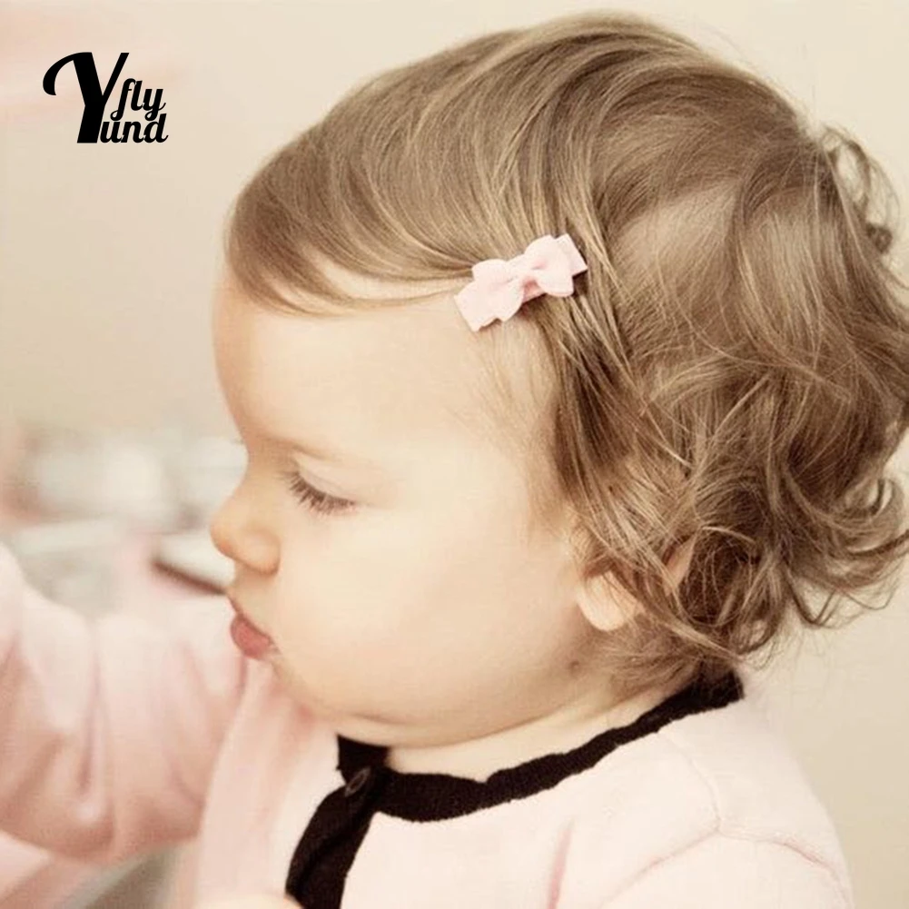 Yundfly 4*2 CM Mini Solid Color Bowknot Bangs Hairpins Fashion Grosgrain Ribbon Bows Infant Hair Clips Baby Headwear Photo Props | Мать и