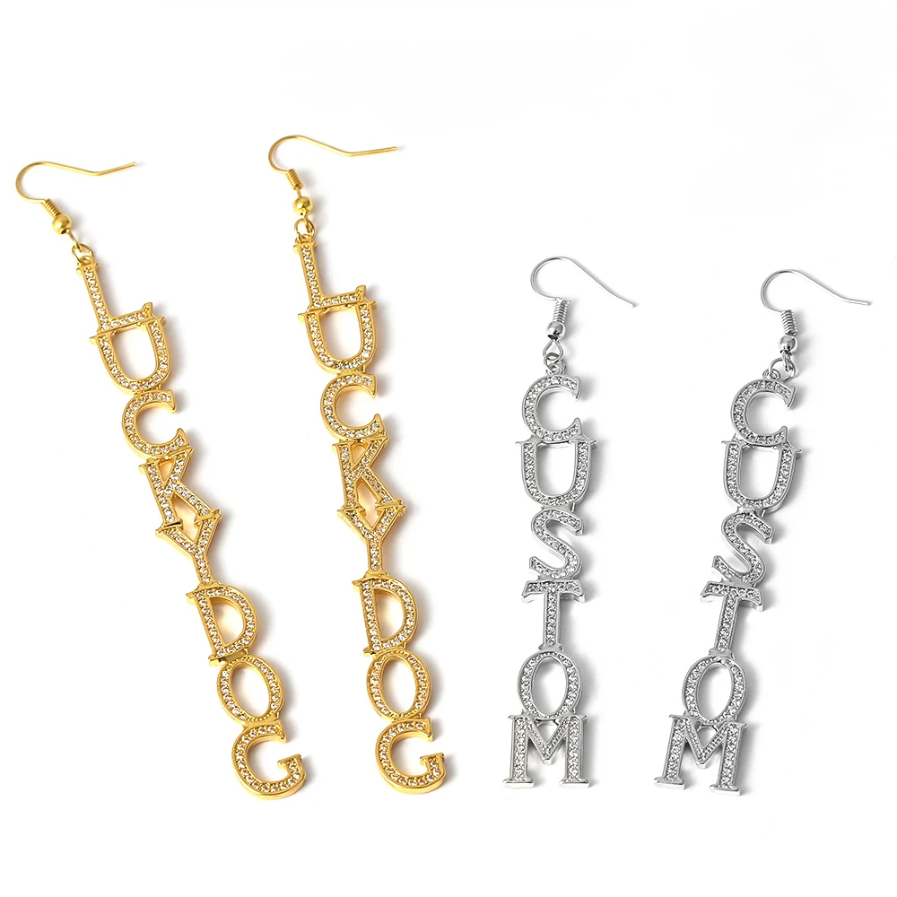 Personalized Letter Earrings Customized Custom Cubic Zirconia Name Jewelry Women Dangel Accessories Gifts | Украшения и