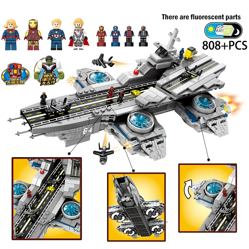 

Marvel Super Heroes UCS The SHIELD Helicarrier Set Avengers Endgame Movie 808pcs Flagship Blocks Spaceship Toy For Children Gift
