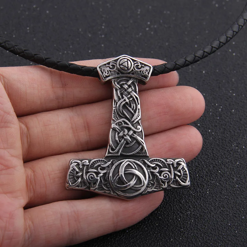 Necklace with chain Прямая поставка, ожерелье Мьёльнир Тора из нержавеющей стали, ожерелье Мьёльнир один, Норс, ожерелье для мужчин, подарок - Окраска металла: Necklace with chain