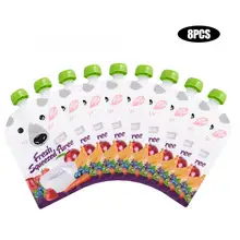 8 шт многоразовые Squeeze мешок еды портативный носить свежие овощи и фрукты мешок для напитков 200 мл Squeeze сумка для еды многоразового использования