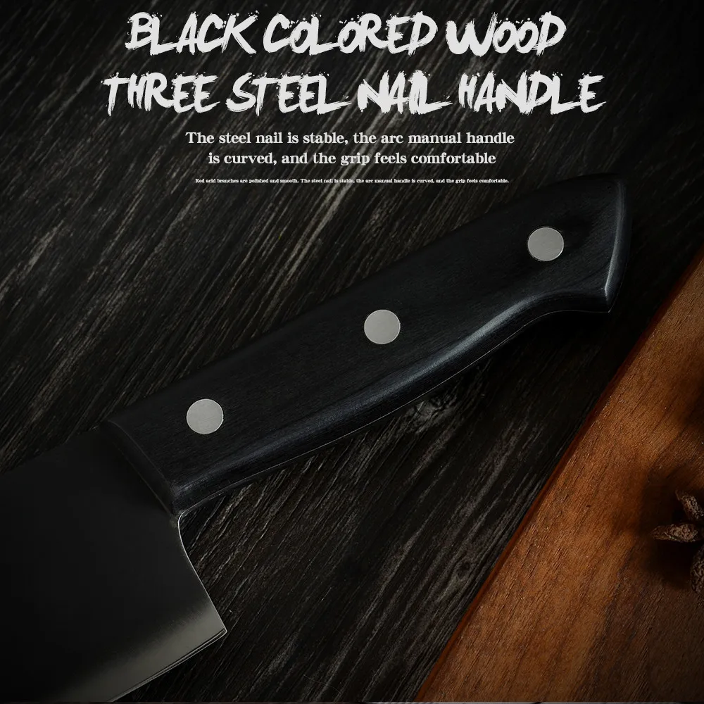 CBXG10720-3cr13不锈钢黑彩木三钢钉柄哑光面8寸厨师刀(激光切割)英_08