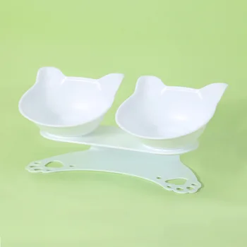 

New Cat head double Dog bowl food grade PC plastic neck guard cat bowl detachable and easy to clean pet bowl for Dogs