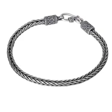 Подлинный 925 пробы серебряные ювелирные изделия модный твист тканый квадратный браслет мужской тайский серебряный индивидуальный браслет