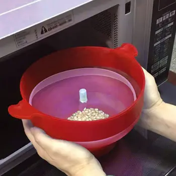 

Popcorn Machine Bowl With Cover Microwave Popcorn Popper Silicone Hot Air PopCorn Bowl Foldable