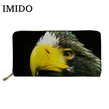 

3D Animal Eagle Parrot Dinosaur Eye Patterning 2019 New Long Ladies Wallet Clutch Card Pack Functional Wallets wholesale