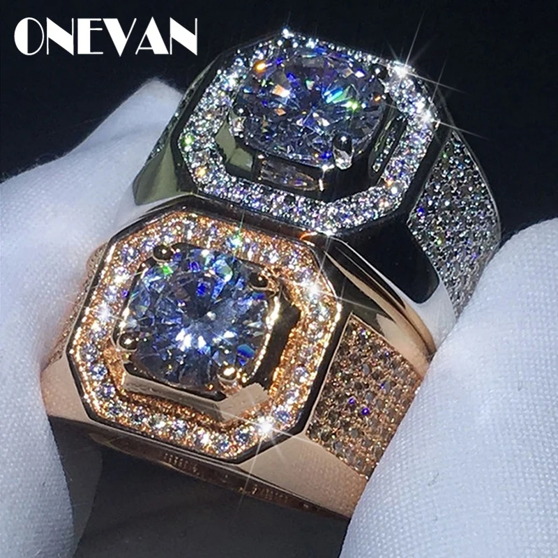 

Luxury Hip Hop Punk style Ring Male Ring Rose Silver Color Filled Engagement Wedding Band Rings for Men Party Finger Jewelry
