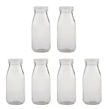 6pcs 250ml garrafa de vidro transparente resistente ao calor engrossado garrafa de iogurte de leite bebidas frias recipiente garrafas de água drinkware