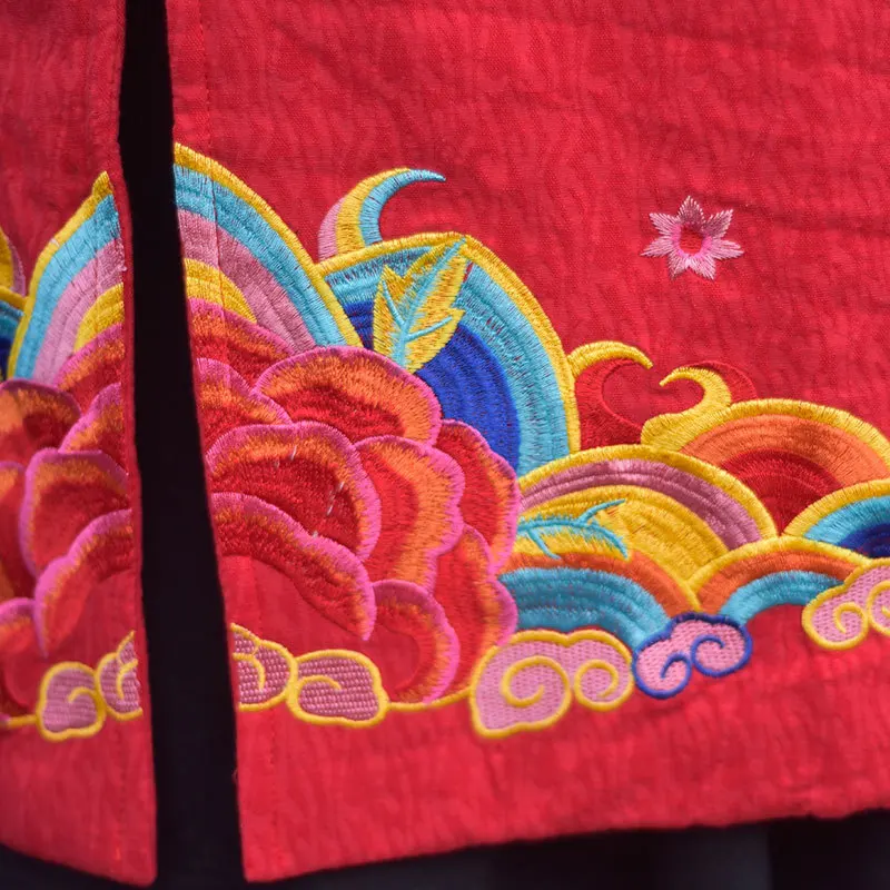 

2019 Autumn And Winter Embroidered Long Sleeve Long Cotton Coat National Wind Retro Literature And Art Cotton Coat to Give Mom