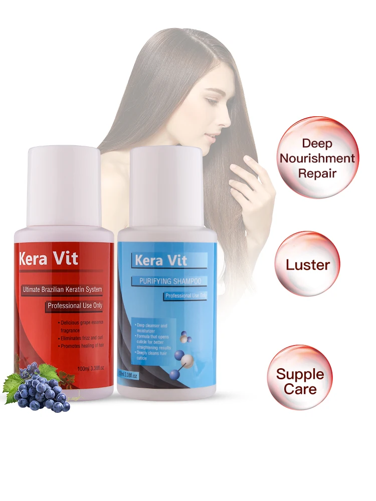 For Hair With Formaldehyde Content Keratin Hair Treatment 100ML and Deep Clean Purifying Shampoo Straightening hair Repair
