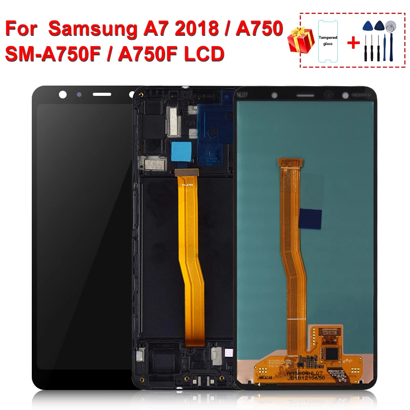 Оригинальный Super AMOLED для Samsung Galaxy A7 2018 A750 SM-A750F A750G ЖК-дисплей сенсорный экран