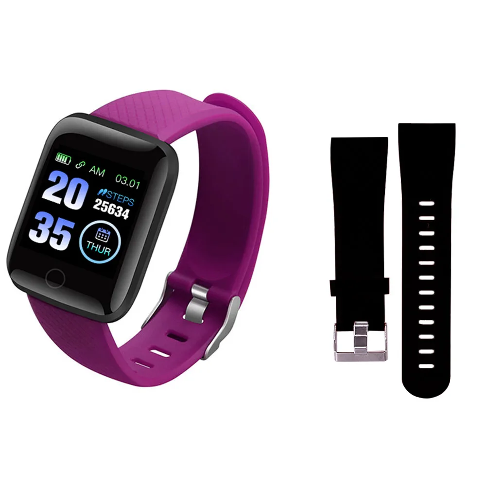 Rovtop 116 мужские Смарт-часы для измерения артериального давления, мужские водонепроницаемые фитнес-часы с трекером, пульсометром, шагомером, умным ремешком - Цвет: purple black