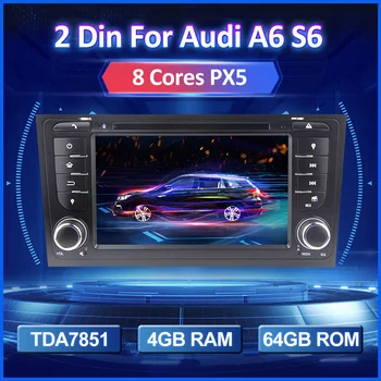 

2 Din Android Car Radio For Audi A6 S6 RS6 Multimedia Video Player Head Unit Audio Stereo Built-in Carplay GPS Navigator DVD DSP