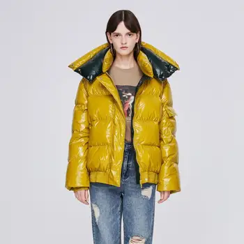 

Winter oversized waterproof glossy Duck down coat female thicker warm Down Jacket high collar thick warm Parkas F263