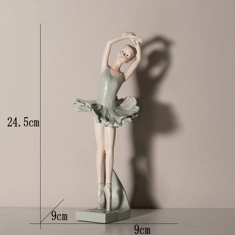 Cartoon Miniature Figurines Home Decor Cute Retro RefinedSimulation Resin Elegant Ballerina Decoration Living Room Ornament - Цвет: B