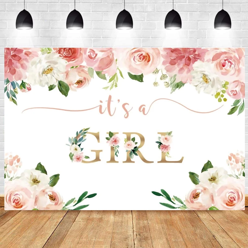 

It is Girls Photography Backdrop Girls Princess Flower Happy Birthday Party Baby Shower Photo Background Banner Decoration