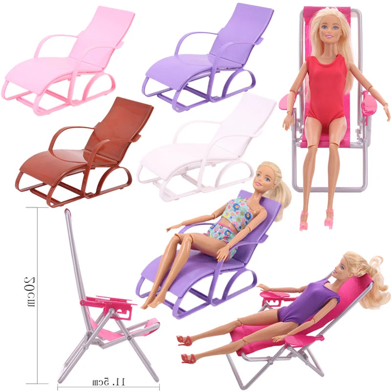 Barbies Folding Beach Chair Furniture Swim Foldable Deckchair For Barbies Doll Bjd House Lounge Accessories Pink Rose Girl Toys Dolls Accessories Aliexpress