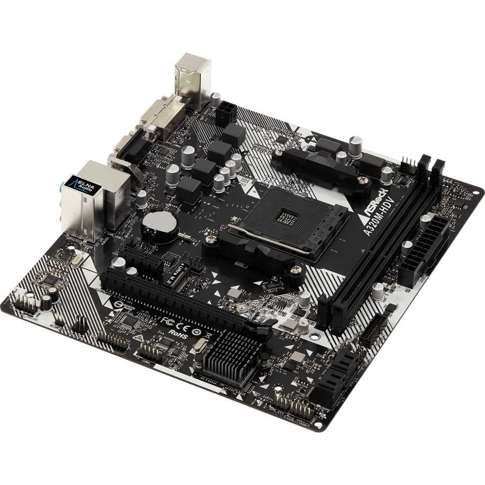 Материнская плата Asrock A320M-HDV R4.0 Soc-AM4 AMD A320 2xDDR4 mATX AC'97 8ch(7,1) GbLAN RAID+ VGA+ D