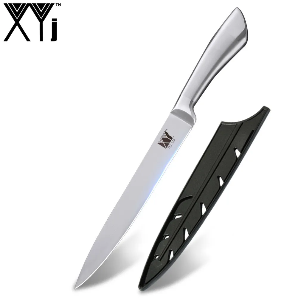 XYj 7cr17 набор кухонных ножей из нержавеющей стали, фруктовый нож Santoku, нож для нарезки хлеба, нож для приготовления пищи, цельные ножи - Цвет: 8 inch Slicing Knife