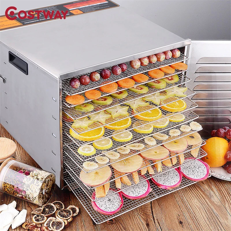 

COSTWAY Professional 10 Trays Stainless Steel Food Dehydrator Fruit Dryer Machine EP22605