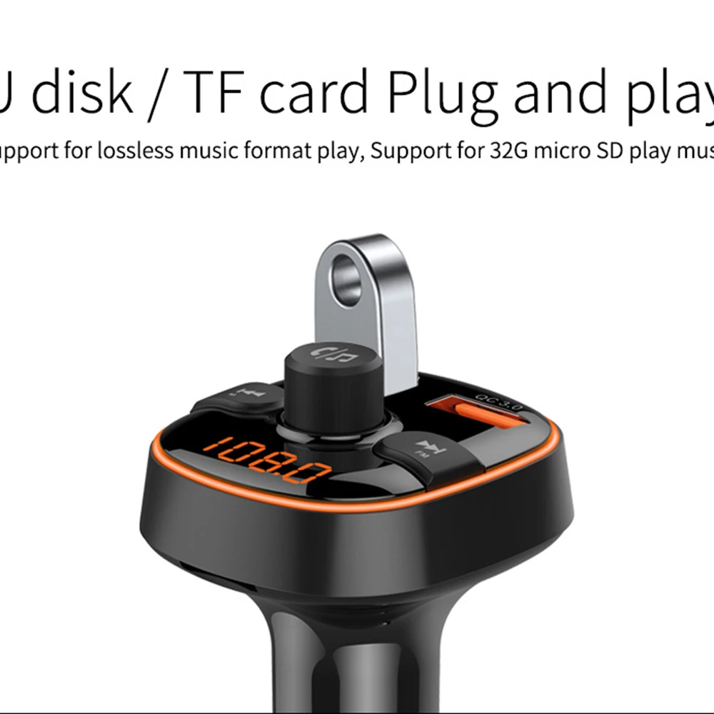 Автомобильное двойное USB зарядное устройство Bluetooth 5,0 громкой связи TF USB музыка AUX аудио MP3 Автомагнитола с атмосферным светом