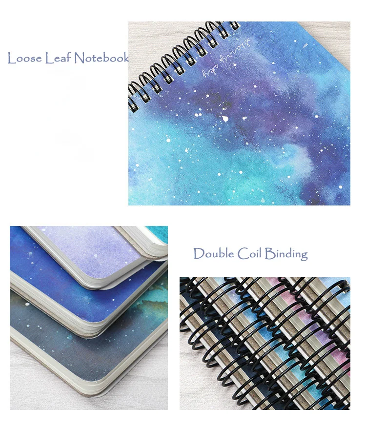 EZONE B5 Starry Night Notebook Thicken Notebook Sprial Loose Leaf Notebook Freshness Craetive Memo Pad School Office Stationery