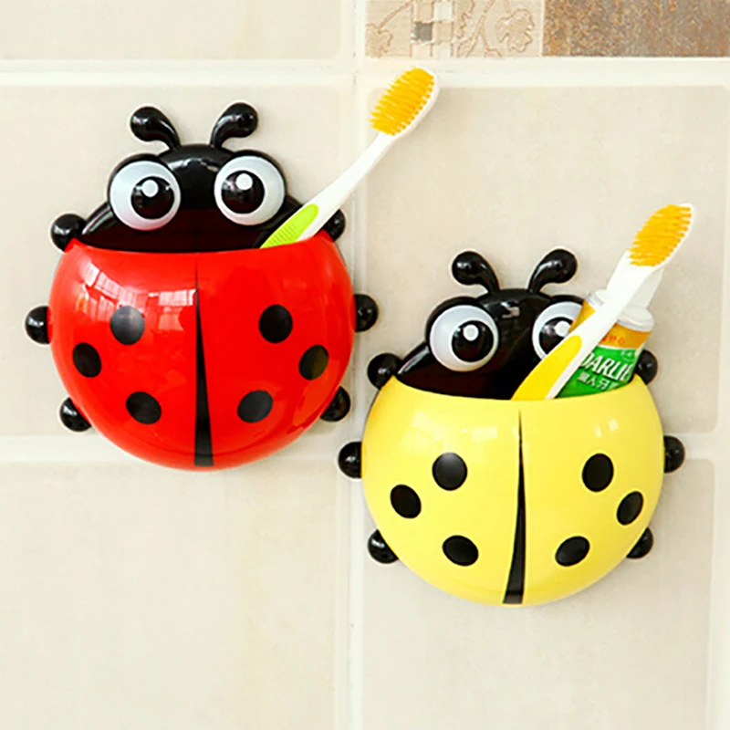 Hot-Lovely-Ladybug-Toothbrush-Holder-Suction-Ladybird-Toothpaste-Wall-Sucker-Bathroom-Set-Household-Bathroom-Supplie-Cup