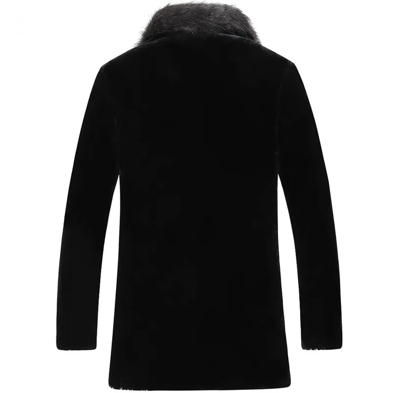 

100% Wool Sheep Shearling Coat Winter Raccoon Fur Collar Long Coats Men Jacket LSY080870 MY1133