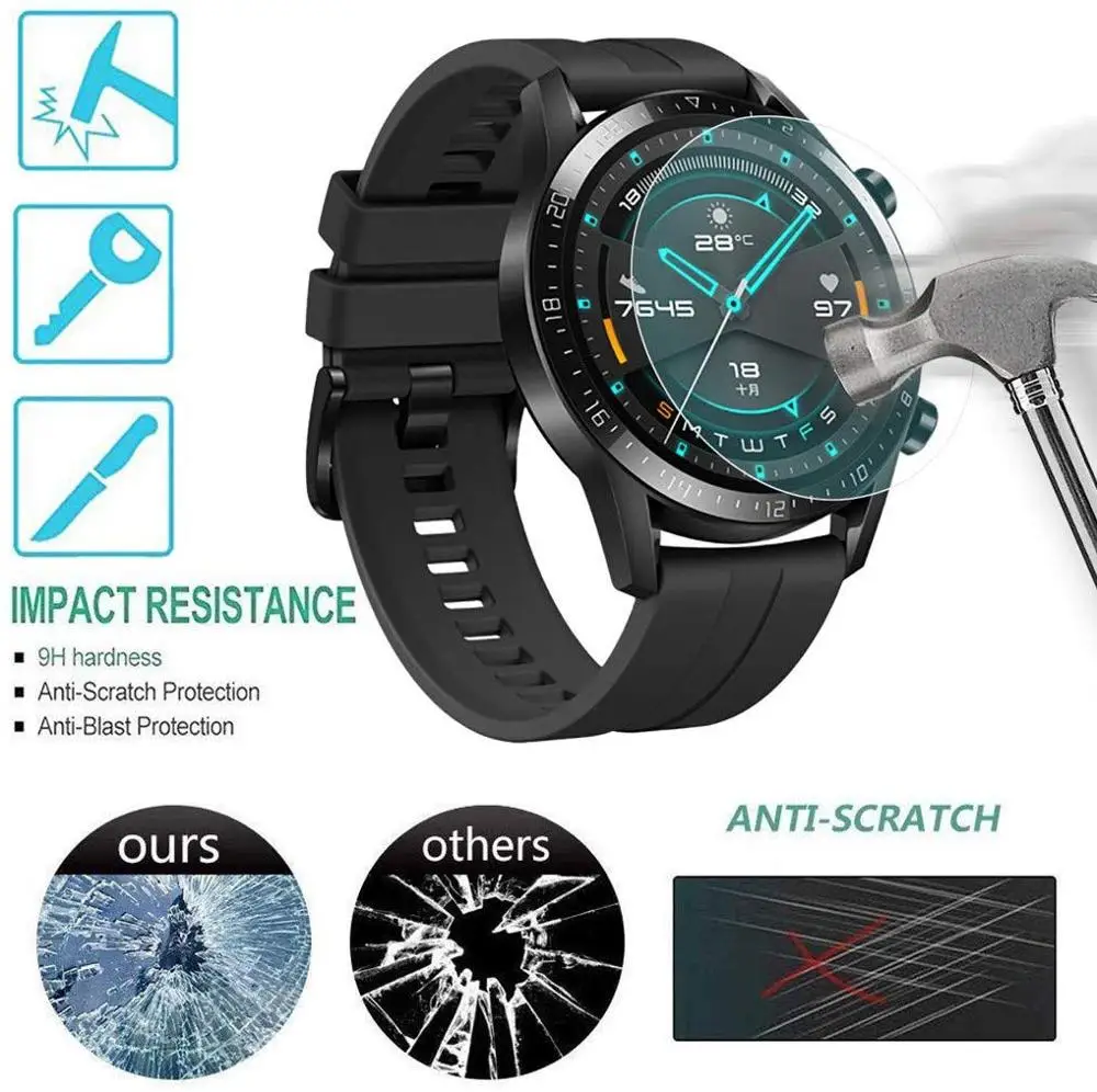 

New HD Explosion-proof Tempered Glass Full Cover Screen Protector Film For Huawei Watch GT2 46mm Smartwatch Bracelet accessories