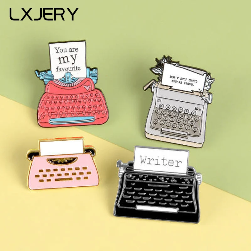 4 Styles Cartoon Typewriter Enamel Pin Badge On Backpack Brooch Pins For Clothes Broche For Women Girls Gift Aliexpress