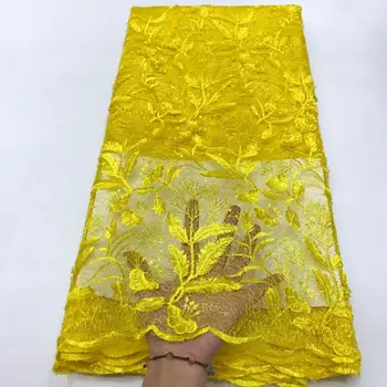 

Latest Yellow Nigerian Lace Fabric 2020 High Quality Embroideried Tulle French Lace Evening Dress Orange Sewing DIY KRL-6922