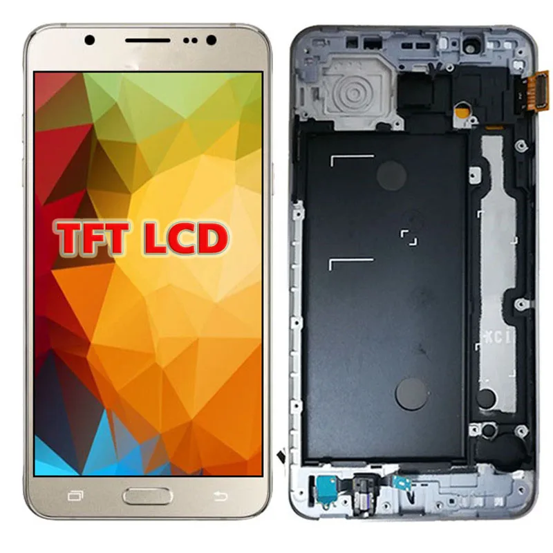 J710 LCD For Samsung Galaxy J7 SM-J710FN J710F J710M J710Y J710G J710H Touch Screen Digitizer Assembly Frame Home Button - Цвет: gold with Frame