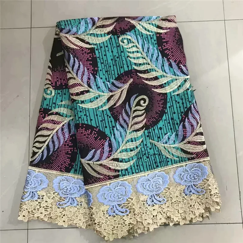 

Multicolour design ankara african wax lace fabric 6 yards High quality nigerian cord lace wax fabrics for women wedding!AE38