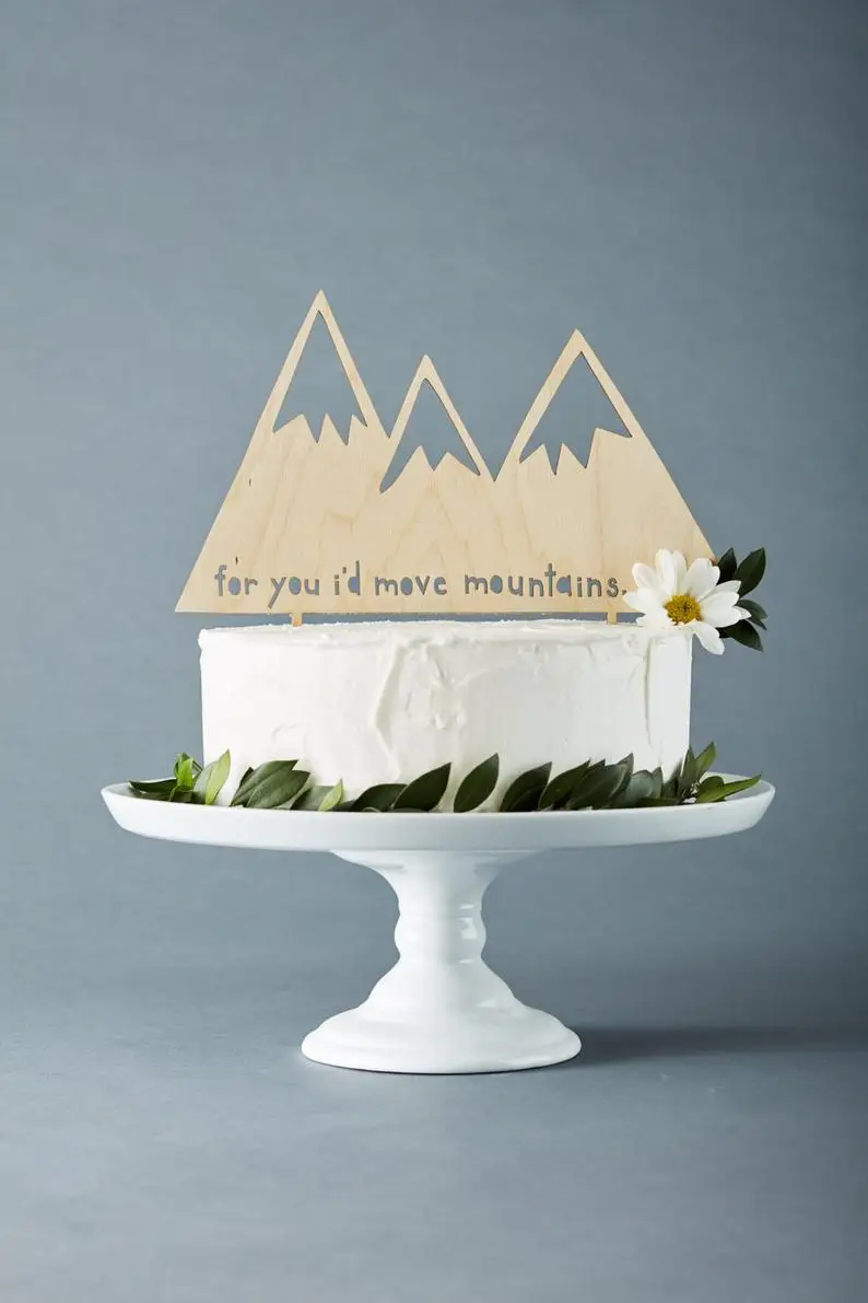 

Mountain cake topper, Unique wedding cake topper, Our Adventure Continues cake topper,Travel cake topper, Rustic wedding cake t