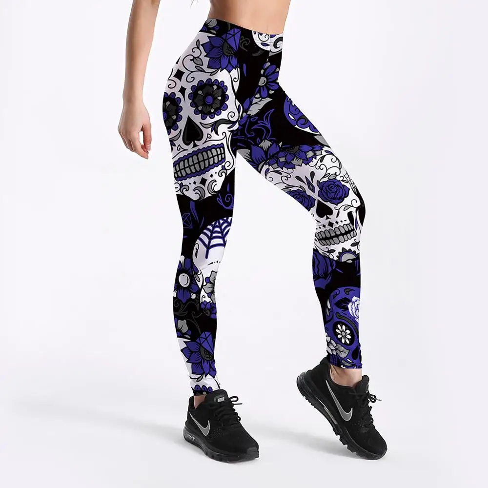 Leggings con estampado de sangre para mujer, mallas ajustadas con estampado de calavera y cabeza, máscara de amor, cintura alta, Sexy, 20 estilos