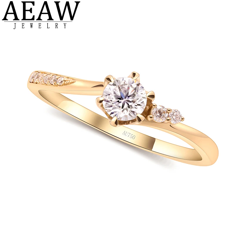 AEAW 0.3ct 4mm Round Cut DEF VVS CVD HPHT Lab Diamon 14k Yellow Gold Diamond Test Passed Fashion Girlfriend Women Christmas Gift vacuum tube gold lion kt88 replace kt77 kt66 el34 factory test and match