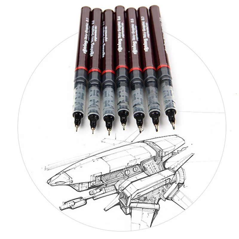Немецкие тонкие ручки Rotring Pigma Micron 0 1 2 3 4 5 7 8 мм для рисования с гладкими чернилами