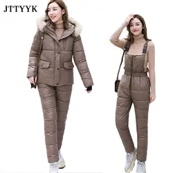 Winter Jumpsuit Women Overalls Bodysuit Jacket Parka Outdoor Snow Suits One Piece Ski Jumpsuit Skiing Pant Sets Tracksuits 2PCS