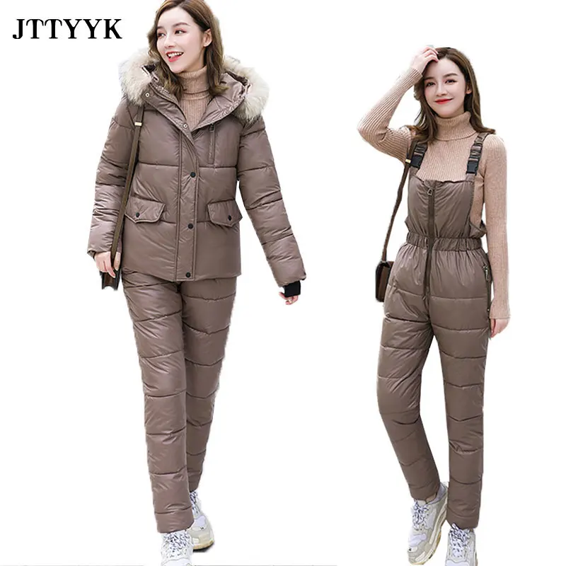 Winter Jumpsuit Women Overalls Bodysuit Jacket Parka Outdoor Snow Suits ...