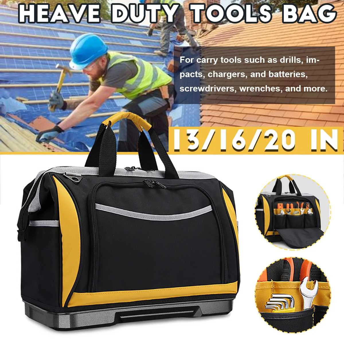 

Tool Bag Portable Electrician Bag Multifunction Repair Installation Oxford Cloth Large Thicken Tool Bag Work Pocket Bag
