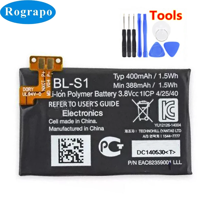 

New 400mAh BL-S1 BLS1 Battery for LG G Watch W100 W100KT BL-S1 Smart Watch Batteries Bateria Baterij