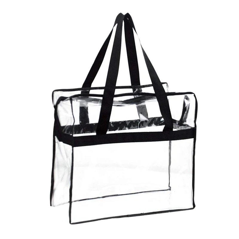 

ABZC-Tote Bag, Sturdy PVC Construction Zippered Top,Stadium Security Travel & Gym Clear Bag, Perfect for Work, School, Sports Ga