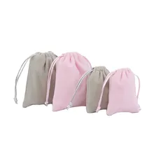 CCFJOYAS 5pcs/Lot 9x7cm/12x10cm Pink/Grey Color Velvet Pouches Jewelry Packaging Display Drawstring Packing Gift Bags & Pouches