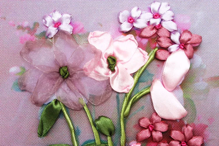 

2021 Needlework,DIY Ribbon Cross stitch for Embroidery kit,Red Rose Peony Flower Ribbon Cross-Stitch Craft Wedding Handwork