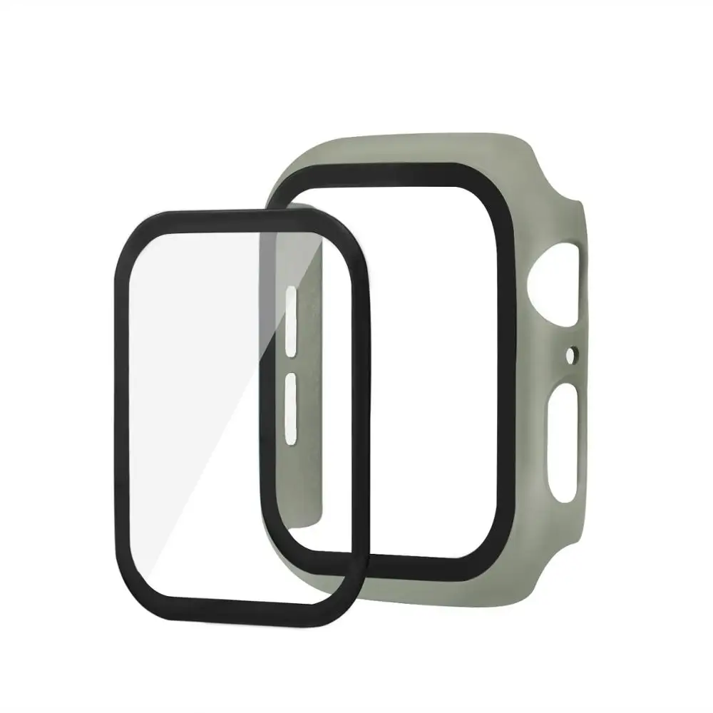 Khaki Часы Защитный чехол Крышка для наручных часов Apple Watch 38/42/40/44 мм закаленное защитная пленка на Стекло Экран протектор для наручных часов iWatch серии 5 4 3 2 1 - Цвет: Khaki
