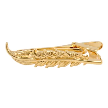 

Men's Gold Tone Tie Clip Necktie Tie Clip Bar Clasp Feather Shape Vintage