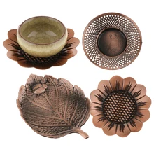 Сплав напиток чашки Чая Coaster коврик для чашки с чаем держатель фитинги китайский чай посуда термостойкий многоразовый металлический Подставка под кружку